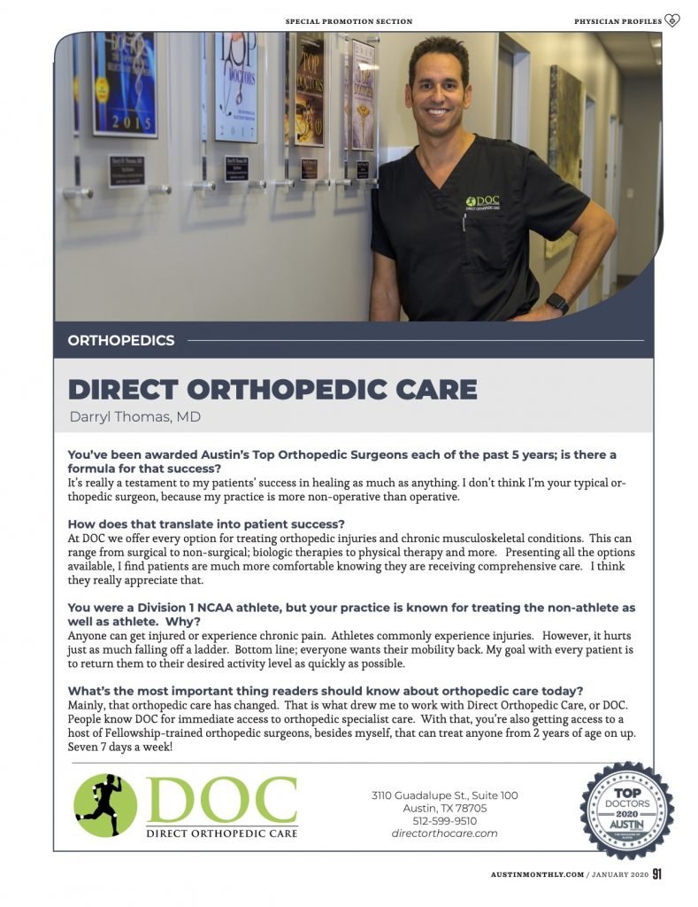 Dr. Darryl B Thomas, MD​ Direct Orthopedic Care - Central Austin, 3110 Guadalupe St Suite 100, Austin, TX 78705, United States